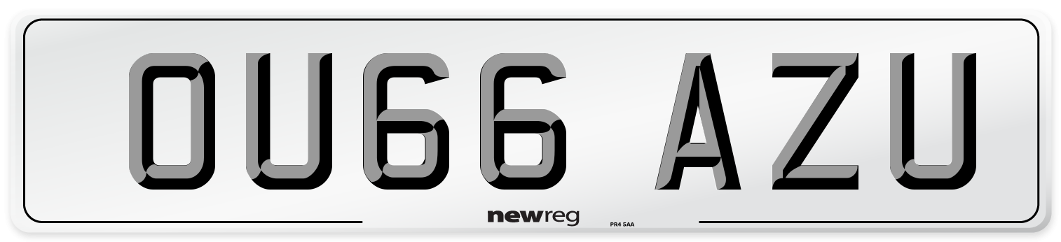 OU66 AZU Number Plate from New Reg